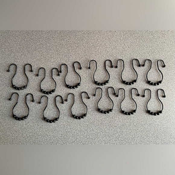 Black Double Sided Shower Curtain Hooks Set Of 12 - Picture 1 of 5